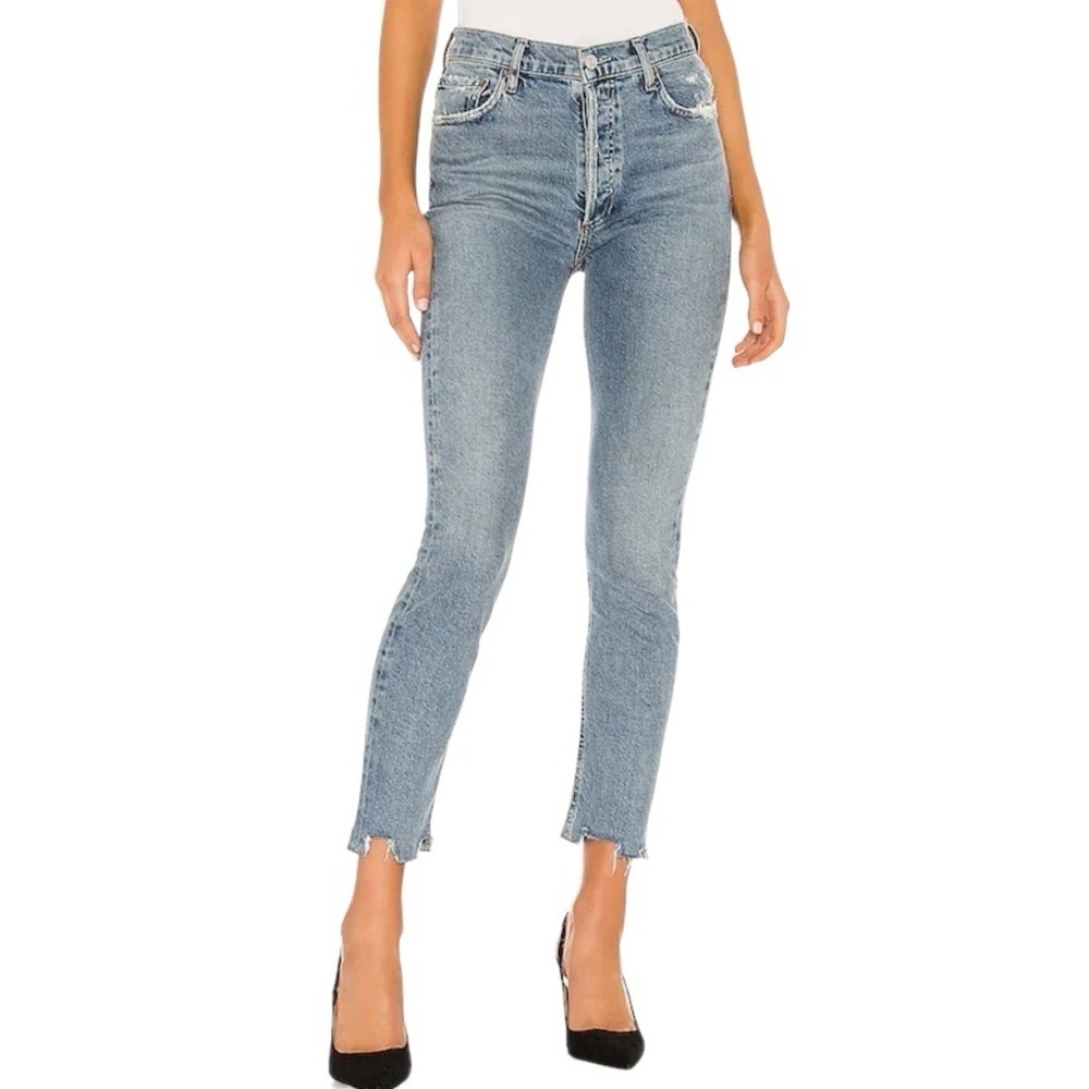Agolde Nico High Rise Raw Edge Cropped Button Up Jean In Rooted Women's 27